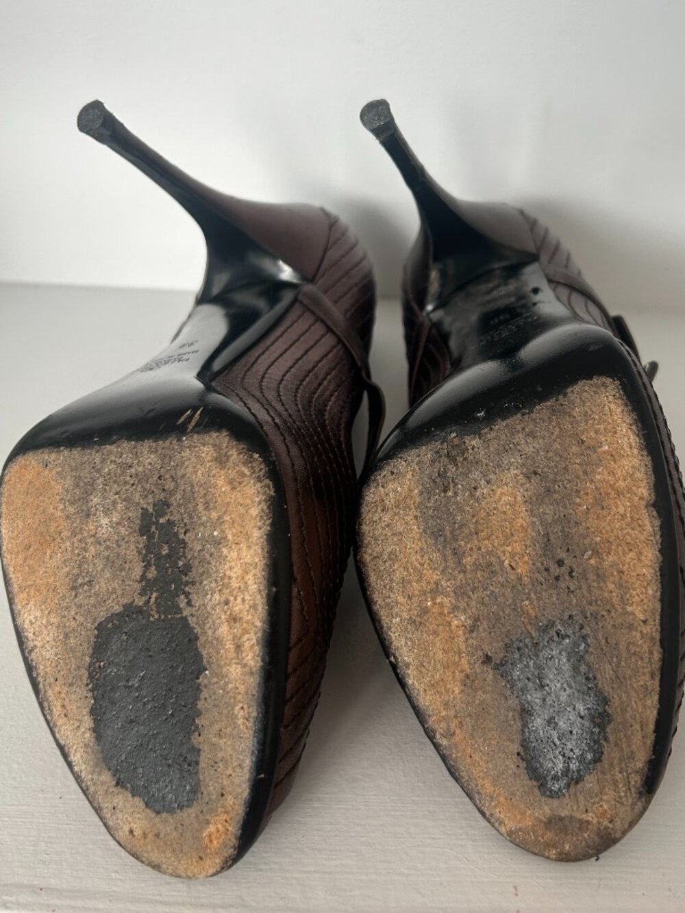 VALENTINO GARAVANI Leather Peep Toe Heels EU 39 Metallic Bronze Shoes 8.5/9 - Picture 5 of 7